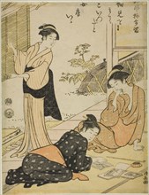 Discovering the Address of a Husband's Lover, from the series "A Collection of Humorous...c. 1790. Creator: Torii Kiyonaga.