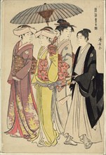 A Lady with Three Servants, from the series "A Brocade of Eastern Manners (Fuzoku...", c.1783/84. Creator: Torii Kiyonaga.