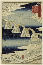 Kintai Bridge at Iwakuni, Suo (Boshu) Province from the series “One Hundred Famous..., 1859. Creator: Utagawa Hiroshige II.