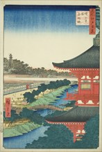 The Pagoda at Zojo Temple and Akabane (Zojoji to, Akabane), from the series "One Hundred..., 1857. Creator: Ando Hiroshige.