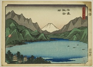 Lake Suwa in Shinano Province (Shinano Suwako), from the series "Thirty-six Views of..., 1851/1852. Creator: Ando Hiroshige.
