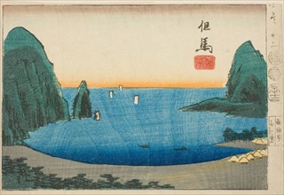 Takanohama in Tajima, section of sheet no. 12 from the series "Cutout Pictures of the..., 1852. Creator: Ando Hiroshige.