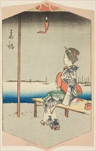 Takanawa, section of a sheet from the series "Cutout Pictures of Famous Places...", 1857. Creator: Ando Hiroshige.