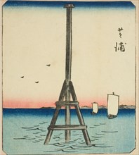 Shibaura, section of a sheet from the series series "Cutout Pictures of Famous Places..., 1857. Creator: Ando Hiroshige.