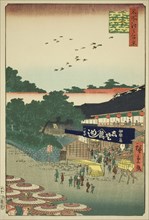 The Yamashita District of Ueno (Ueno Yamashita), from the series "One Hundred..., 1858. Creator: Ando Hiroshige.