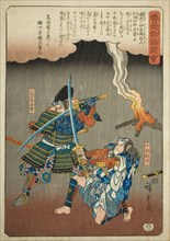 Juro Sukenari fighting Nitta Shiro Tadatsune, from the series "Illustrated Tale of the..., c1843/47. Creator: Ando Hiroshige.