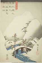 A Bridge in a Snowy Landscape, from the series "A Collection of Japanese and Chinese..., c. 1842/43. Creator: Ando Hiroshige.