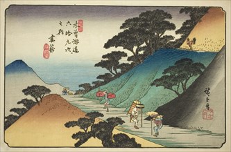 No. 43: Tsumagome, from the series "Sixty-nine Stations of the Kisokaido (Kisokaido..., c. 1835/38. Creator: Ando Hiroshige.