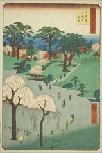 Temple Gardens in Nippori (Nippori jiin no rinsen), from the series "One Hundred Famous..., 1857. Creator: Ando Hiroshige.