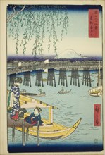 Ryogoku Bridge in the Eastern Capital (Toto Ryogoku), from the series "Thirty-six Views..., 1858. Creator: Ando Hiroshige.