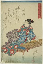 Akizuki Yuminosuke's Daughter Miyuki, Later the blind Musician Asagao (Akizuki Yuminosuke..., c1848. Creator: Utagawa Kuniyoshi.