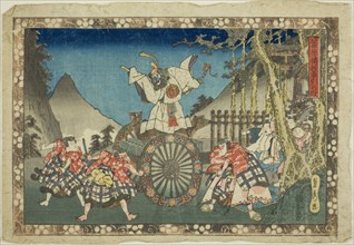 The Carriage-pulling Scene (Kurumabiki no dan), from the series "Sugawara's..., c. 1830/44. Creator: Sadahide Utagawa.