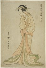 Yamatoya: Iwai Hanshiro IV as Okaru, from the series "Portraits of Actors on Stage...", 1795. Creator: Utagawa Toyokuni I.