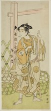 The Actor Onoe Tamizo I as Sotoku Taishi (?) Disguised as a Young Building Worker, in..., c. 1773. Creator: Shunsho.