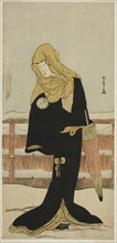 The Actor Segawa Kikunojo III as the Lady-in-Waiting Suho Disguised as Tsunokuniya Tsun..., c. 1781. Creator: Shunsho.