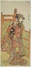 The Actor Segawa Kikunojo III as Kojoro-gitsune Disguised as the Florist Okiku in the P..., c. 1780. Creator: Shunsho.