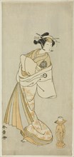 The Actor Nakamura Noshio I as the Spirit of the Courtesan Takao, in the Shosagoto Danc..., c. 1772. Creator: Shunsho.