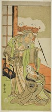 The Actors Nakamura Utaemon I as Karashi Baba (right), and Ichikawa Danjuro IV as Sansh..., c. 1769. Creator: Shunsho.