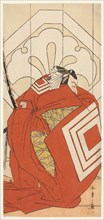 The Actor Ichikawa Danjuro V in a "Shibaraku" Role, Probably as Kato Hyoeisa Shigemitsu..., c. 1777. Creator: Shunsho.