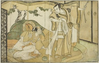 The Actors Nakamura Nakazo I as Taira no Kiyomori (right), and Yamashita Kinsaku II as..., c. 1772. Creator: Shunsho.