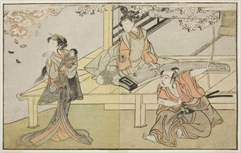 The Actors Ichikawa Yaozo II as Yoshimine no Munesada (right), Yoshizawa Sakinosuke III..., c. 1772. Creator: Shunsho.