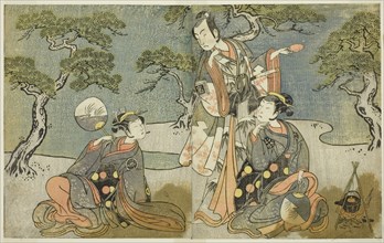 The Actors Nakamura Nakazo I as Matsukaze (right), Ichikawa Komazo II as Ariwara no Yuk..., c. 1772. Creator: Shunsho.