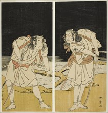 The Actors Nakamura Nakazo I as Omi no Kotoda (right), and Otani Hiroji III as Bamba no..., c. 1774. Creator: Shunsho.