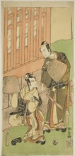 The Actors Ichikawa Komazo II as Soga no Juro Sukenari (right), and Ichikawa Danjuro V..., c. 1771. Creator: Shunsho.