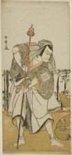 The Actor Ichikawa Danjuro V as Taira no Masakado Disguised as the Pilgrim Junjo in the..., c. 1777. Creator: Shunsho.