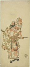 The Actor Otani Hiroemon III as Hige no Ikyu in the scene "Sukeroku” in the play "Hitok..., c. 1764. Creator: Shunsho.
