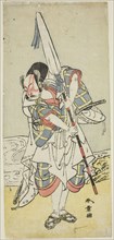 The Actor Nakamura Juzo II as Asahara Hachiro disguised as the servant of a princely..., c. 1773. Creator: Shunsho.