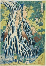 Kirifuri Falls at Mount Kurokami in Shimotsuke Province (Shimotsuke Kurokamiyama Kirif..., c. 1833. Creator: Hokusai.