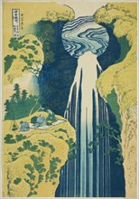 Amida Falls in the Far Reaches of the Kisokaido (Kisoji no oku Amidagataki), from..., c. 1833. Creator: Hokusai.