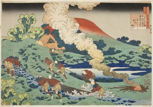 Poem by Kakinomoto no Hitomaro, from the series "One Hundred Poems Explained..., c. 1835/36. Creator: Hokusai.