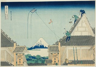 The Mitsui Shop in Surugacho in Edo (Koto Surugacho Mitsui mise ryakuzu), from the..., c. 1830/33. Creator: Hokusai.