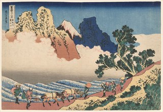 The Back of Mount Fuji Seen from Minobu River (Minobugawa Urafuji), from the series..., c. 1830/33. Creator: Hokusai.