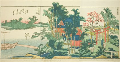 Pages from the illustrated book "Panoramic Views along the Banks of the Sumida...,1801,1804, or 806. Creator: Hokusai.