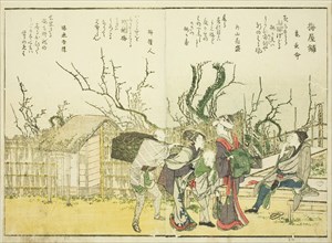 Plum Garden (Umeyashiki), from vol. 1 of the illustrated book "Fine Views of the Eastern..., 1800. Creator: Hokusai.