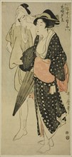 Husband and Wife Caught in an Evening Shower (Fufu no Yudachi), from the series "Three..., c. 1800. Creator: Kitagawa Utamaro.