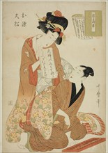 The joruri, Nure tsubame negura no karakasa, from the series Joruri libretti (Joruri..., c. 1804/06. Creator: Kitagawa Utamaro.