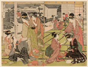 Act Eleven from the series "The Chushingura Drama Parodied by Famous Beauties (Komei..., c. 1794/95. Creator: Kitagawa Utamaro.