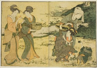 Gathering Spring Herbs, from the illustrated book "Picture Book: Flowers of the..., New Year, 1801. Creator: Kitagawa Utamaro.