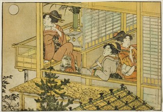 Moon-Viewing Party, from the illustrated book "Picture Book: Flowers of the Four Seasons..., 1801. Creator: Kitagawa Utamaro.