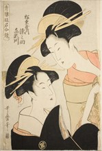 The Courtesans Somenosuke and Kisegawa of the Matsubaya, from the series "A Mirror of..., c. 1797. Creator: Kitagawa Utamaro.
