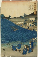 The Naniwaya Pine Tree at Sakai in Izumi Province (Senshu Sakai Naniwaya no matsu), from t..., 1859. Creator: Utagawa Hiroshige II.