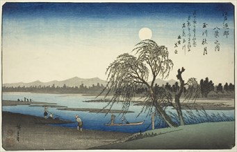 Autumn Moon over Tama River (Tamagawa no shugetsu), from the series "Eight Views in..., c. 1837/38. Creator: Ando Hiroshige.