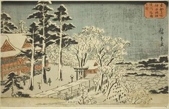 Clear Weather after Snowfall at the Precincts of the Kanda Myojin Shrine (Kanda Myojin..., c.1840/42 Creator: Ando Hiroshige.