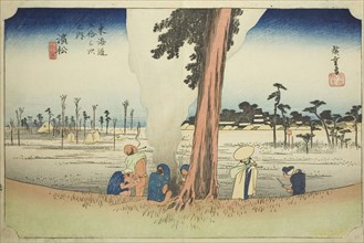 Hamamatsu: Winter Scene (Hamamatsu, fuyugare no zu), from the series "Fifty-three..., c. 1833/34. Creator: Ando Hiroshige.