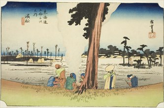 Hamamatsu: Winter Scene (Hamamatsu, fuyugare no zu), from the series "Fifty-three..., c. 1833/34. Creator: Ando Hiroshige.