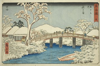 Hodogaya: Katabira River and Katabira Bridge ..., c. 1847/52. Creator: Ando Hiroshige.